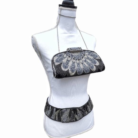 Vintage Beaded Evening Belt by JEROMES Roaring 20's Speak Easy Costume Size M/L - Picture 5 of 9